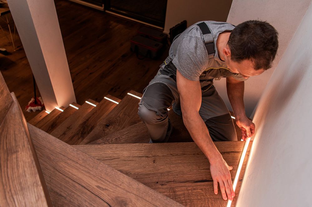 installing LED lights on stairs